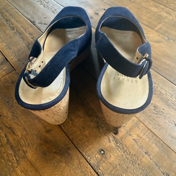 Stuart Weitzman Navy suede Wedge Sandal heels size 8 - Picture 8 of 8